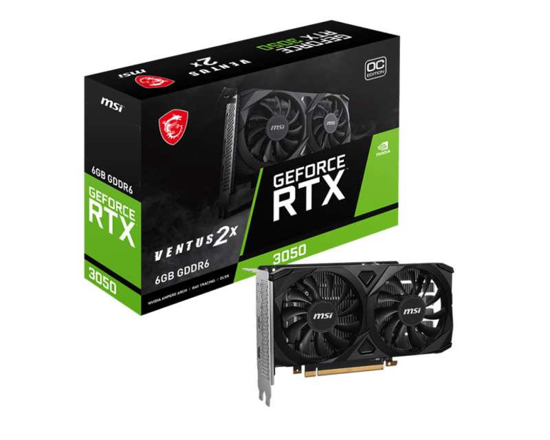 Card màn hình VGA MSI GeForce RTX 3050 Ventus 2X 6G OC