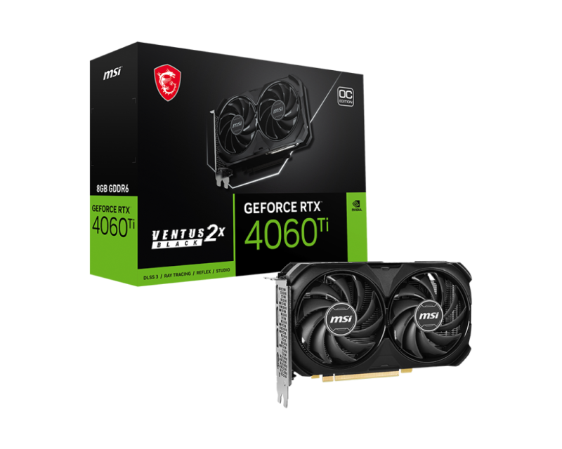 Card màn hình VGA MSI RTX 4060 TI Ventus 2X Black 8GB GDDR6 OC