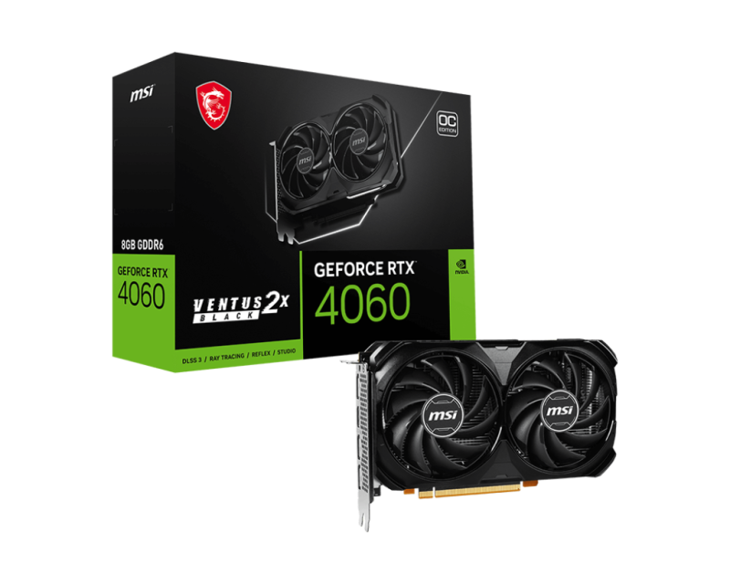 Card màn hình VGA MSI GeForce RTX 4060 VENTUS 2X BLACK 8GB OC
